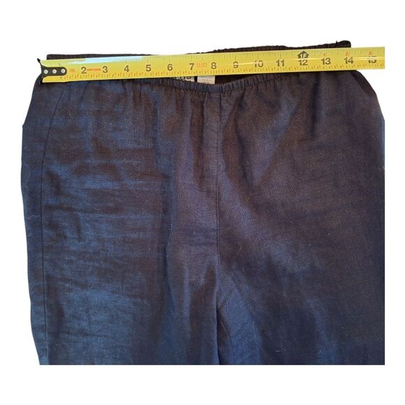 Chico's 100% Linen Pant Black Pull On Wide Leg Back Pockets size 1 S 8 10 Long - Picture 8 of 16